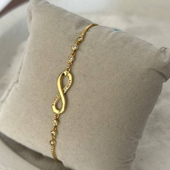 Gold Adjustable Bracelet with Crystals and Infinity Symbol - Picture 5 of 6